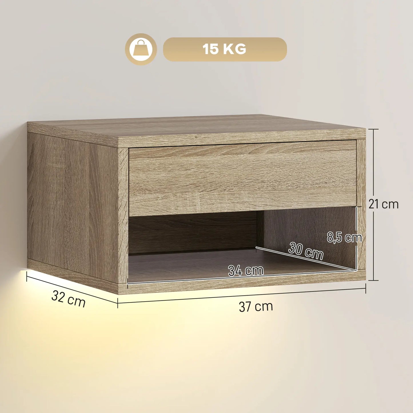 JUEGO DE MESITAS AURA LED FLOAT NATURAL image 4