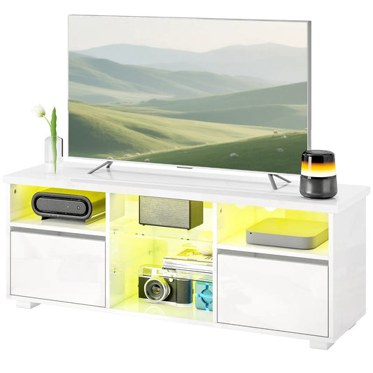 Mueble TV Blanco Brillante 120 cm con LED RGB image 0