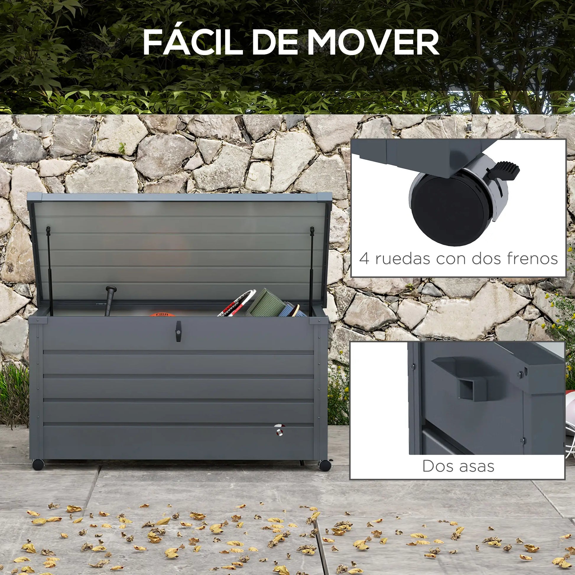 BAÚL DE EXTERIOR DE ACERO GALVANIZADO CON RUEDAS 311 L – MODELO TITAN image 9