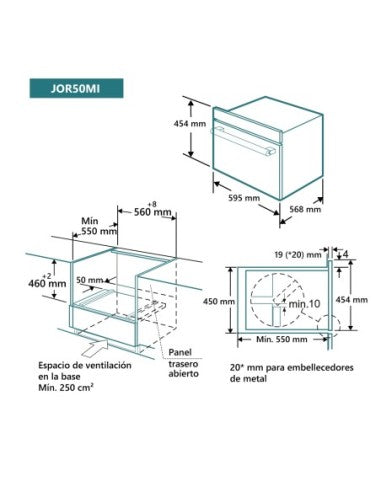 Microondas integrable 45 Johnson cm con función horno Cristal Negro image 2