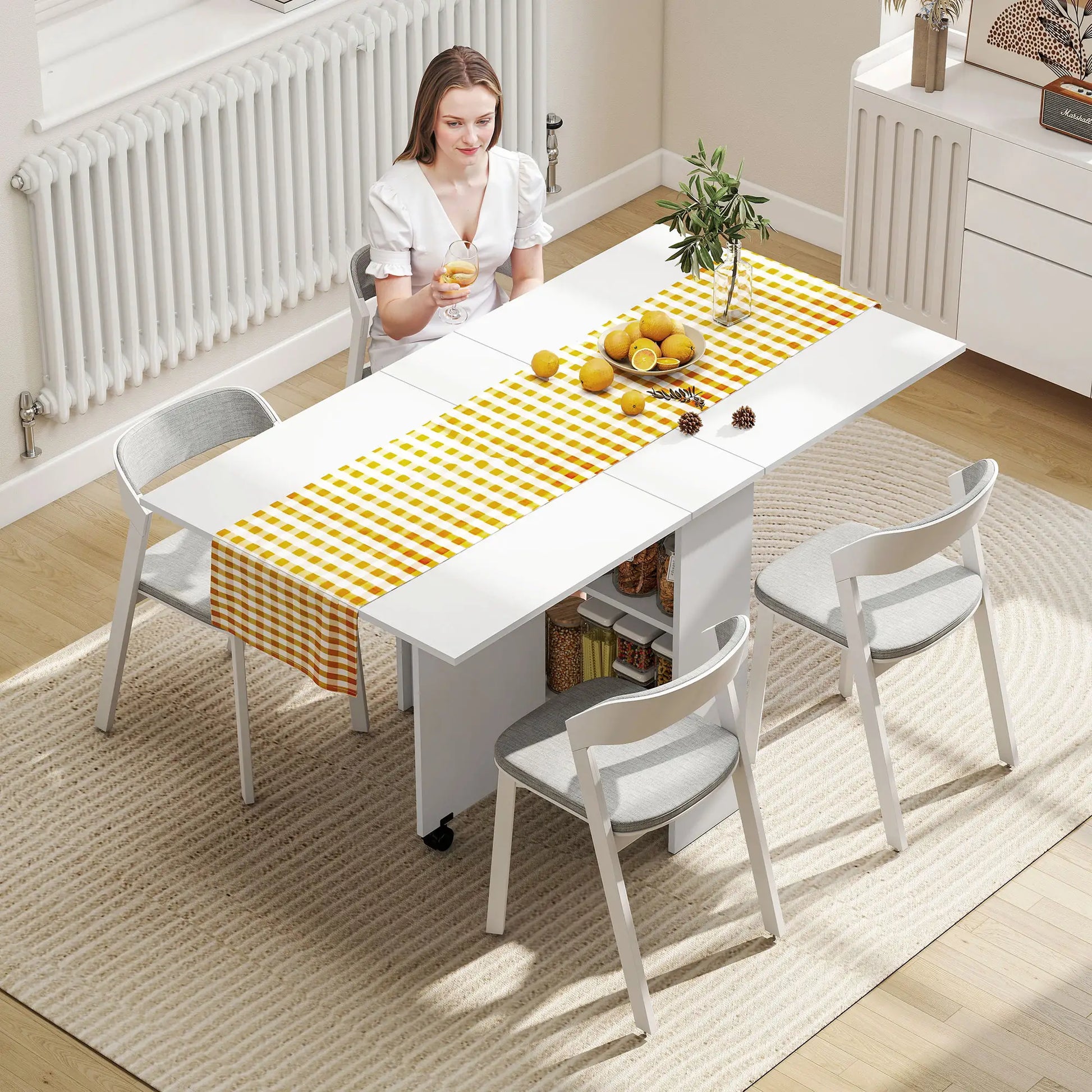 MESA DE COCINA PLEGABLE CON RUEDAS Y ALAS ABATIBLES 140 CM image 9