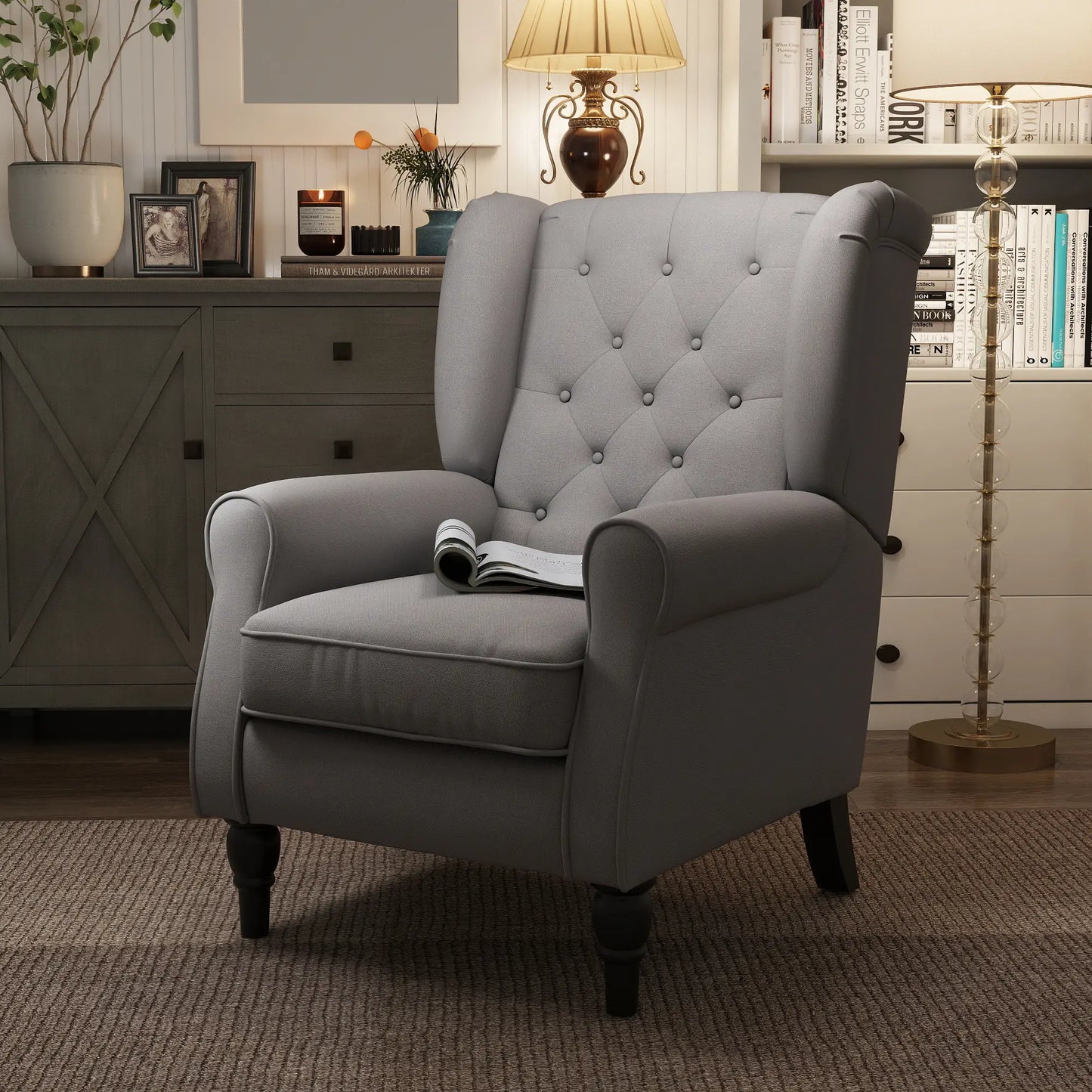 Sillón Versalles con Reposacabezas y Patas de Madera image 13