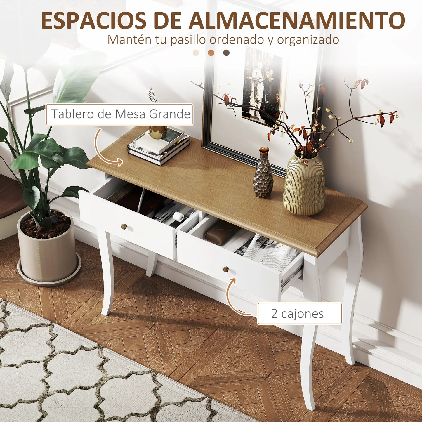 CONSOLA FRANCESA BLANCA “PARISIAN ELEGANCE DOUBLE DRAWER” image 6