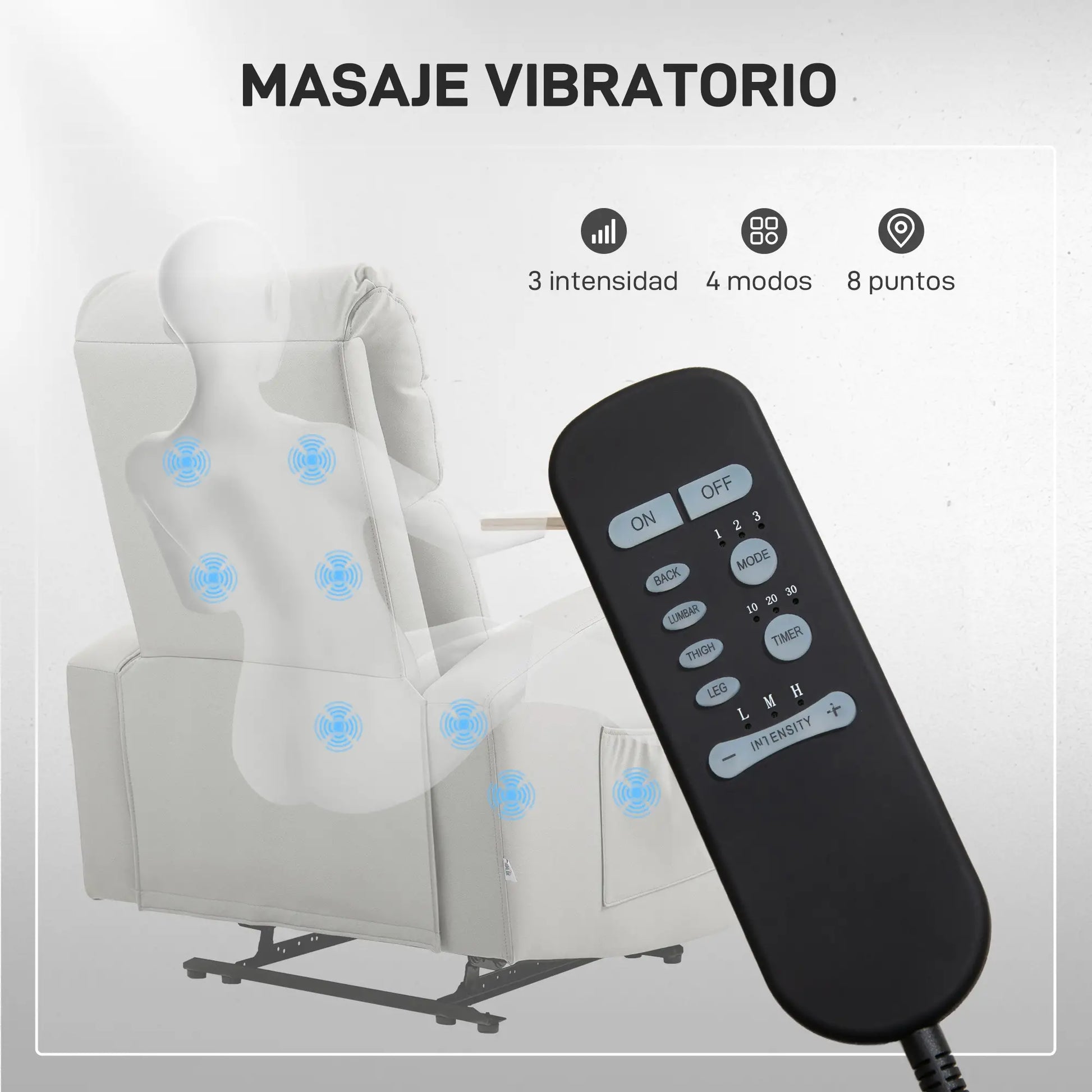 💆‍♂️ Sillón de Masaje MODELO RELAXZEN – Reclinación 145° con Bandeja Giratoria image 6