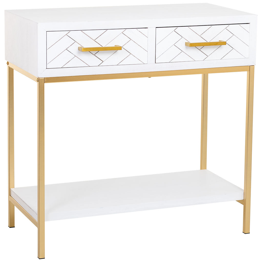 RECIBIDOR MARTA BLANCO CON 2 CAJONES DE MADERA Y METAL image 0