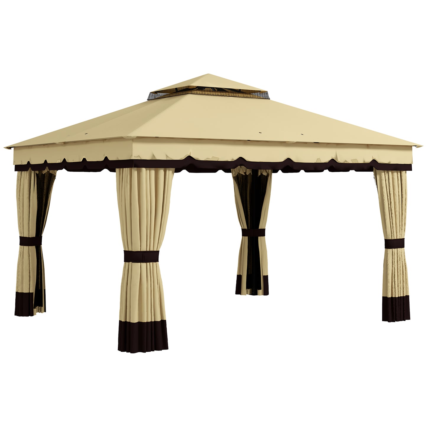 CENADOR DE JARDÍN AURORA BREEZE 3,7X3 CON CORTINAS Y MOSQUITERAS BEIGE image 8