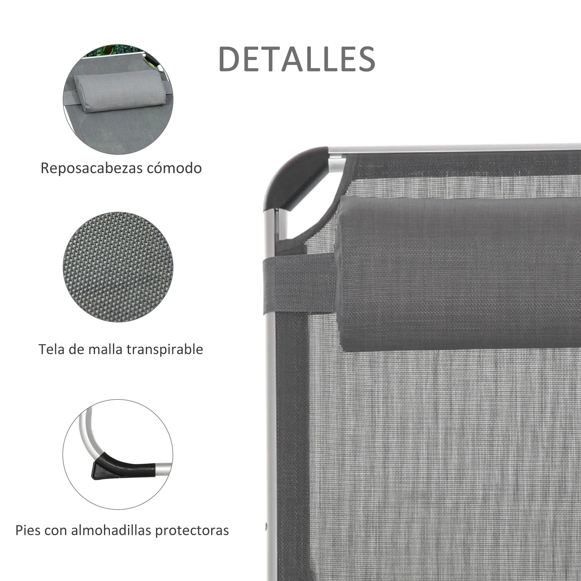TUMBONA DE JARDÍN PLEGABLE RECLINABLE ALU RELAX PRO GRIS image 9