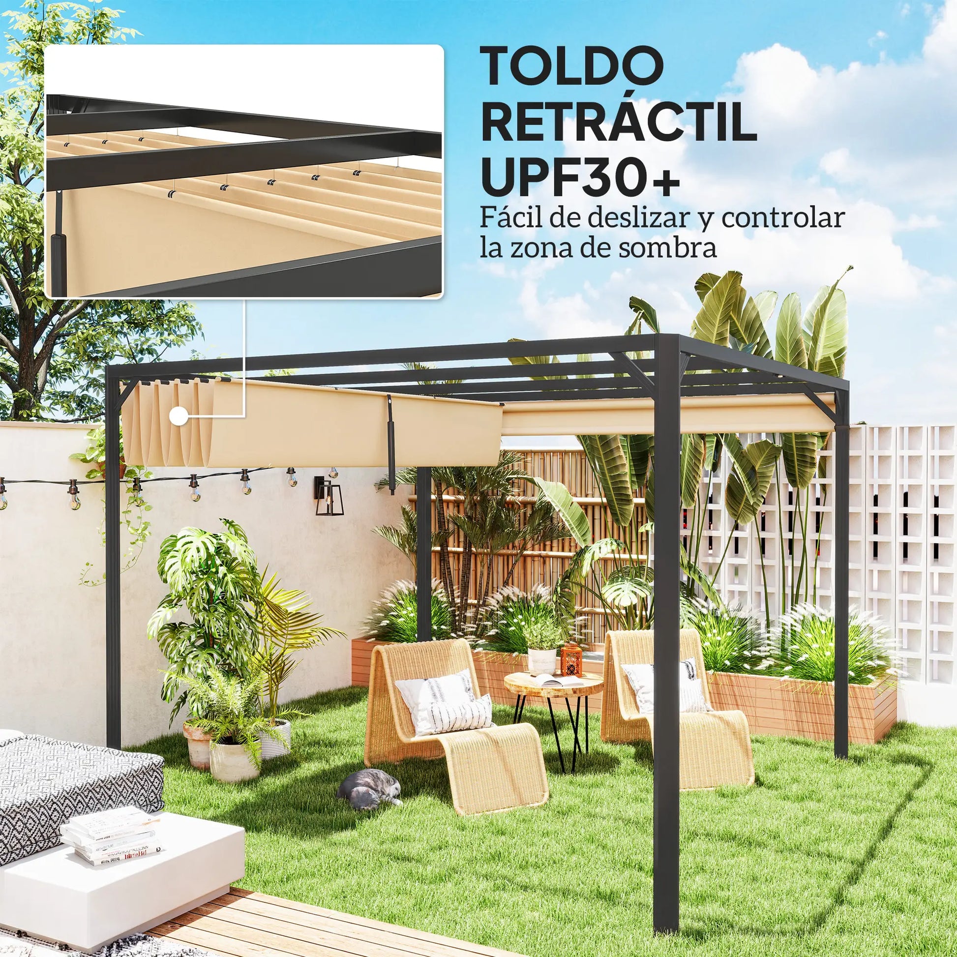 PÉRGOLA RETRÁCTIL DE ALUMINIO SAHARA FLEX 3X3 image 1