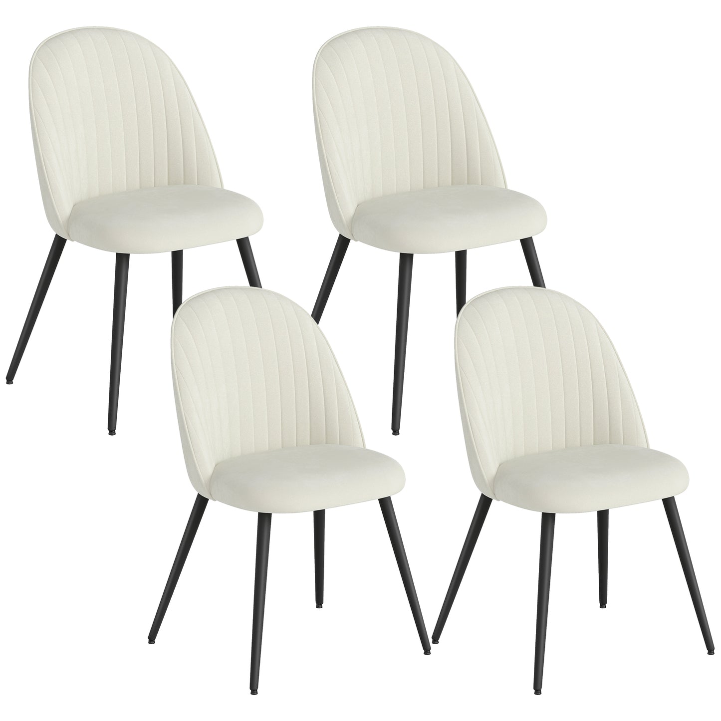 PACK DE 4 SILLAS DE COMEDOR MODERNAS TAPIZADAS EN TERCIOPELO – COLOR CREMA image 0