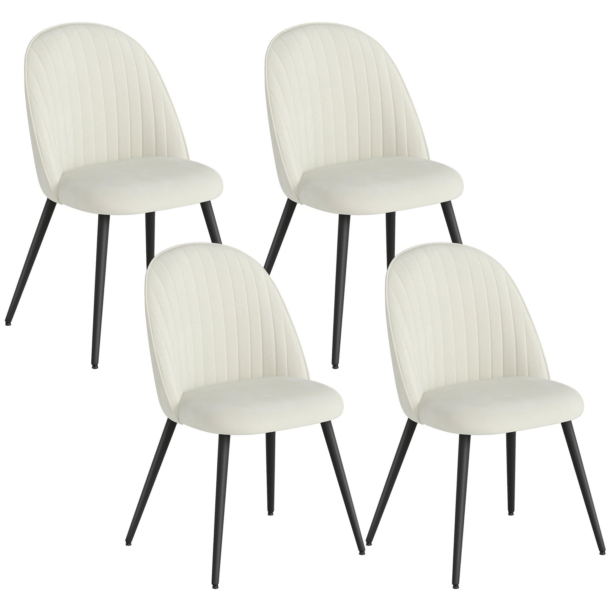 PACK DE 4 SILLAS DE COMEDOR MODERNAS TAPIZADAS EN TERCIOPELO – COLOR CREMA image 0