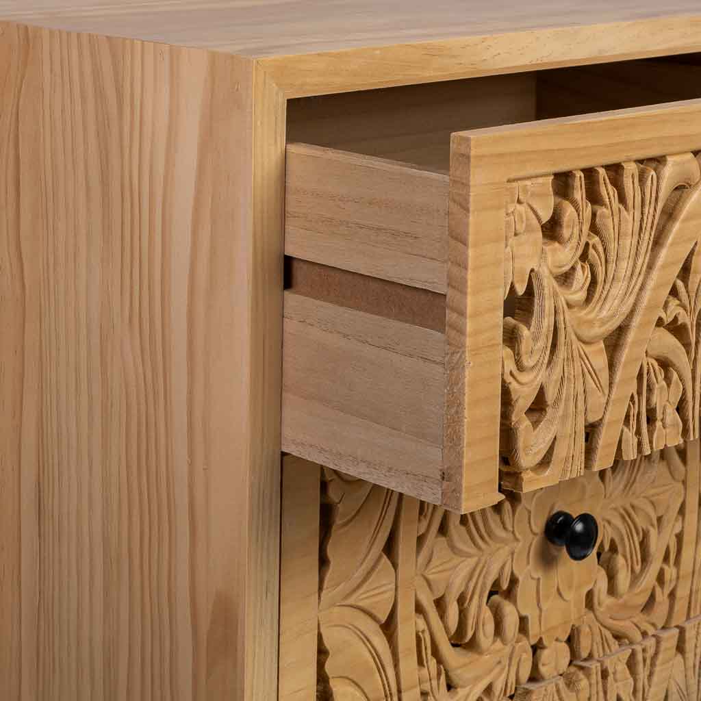 MESITA DE MADERA MARRÓN DE 3 CAJONES – COLECCIÓN DAVIS image 4