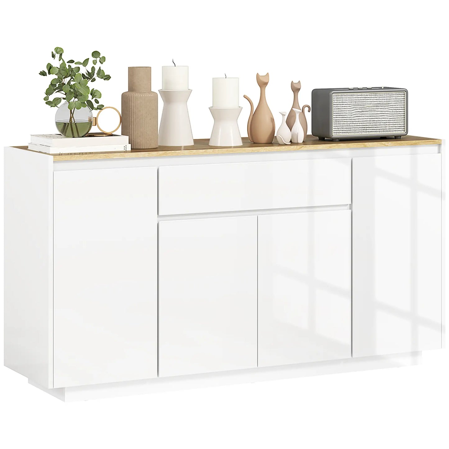 APARADOR DE SALÓN CON 4 PUERTAS, CAJÓN Y ESTANTES AJUSTABLES 140 CM – BLANCO BRI image 5