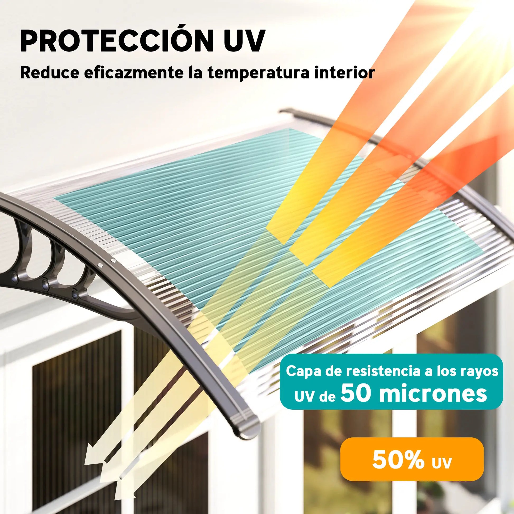 MARQUESINA EXTERIOR AURORA CLEAR PARA PUERTA Y VENTANA image 2