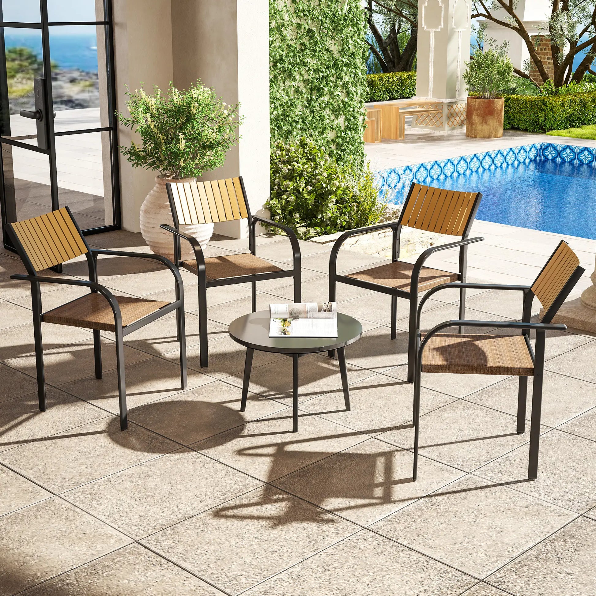 SILLAS DE JARDÍN APILABLES TEKNOAIR MARRÓN · PACK 4 UNIDADES image 6