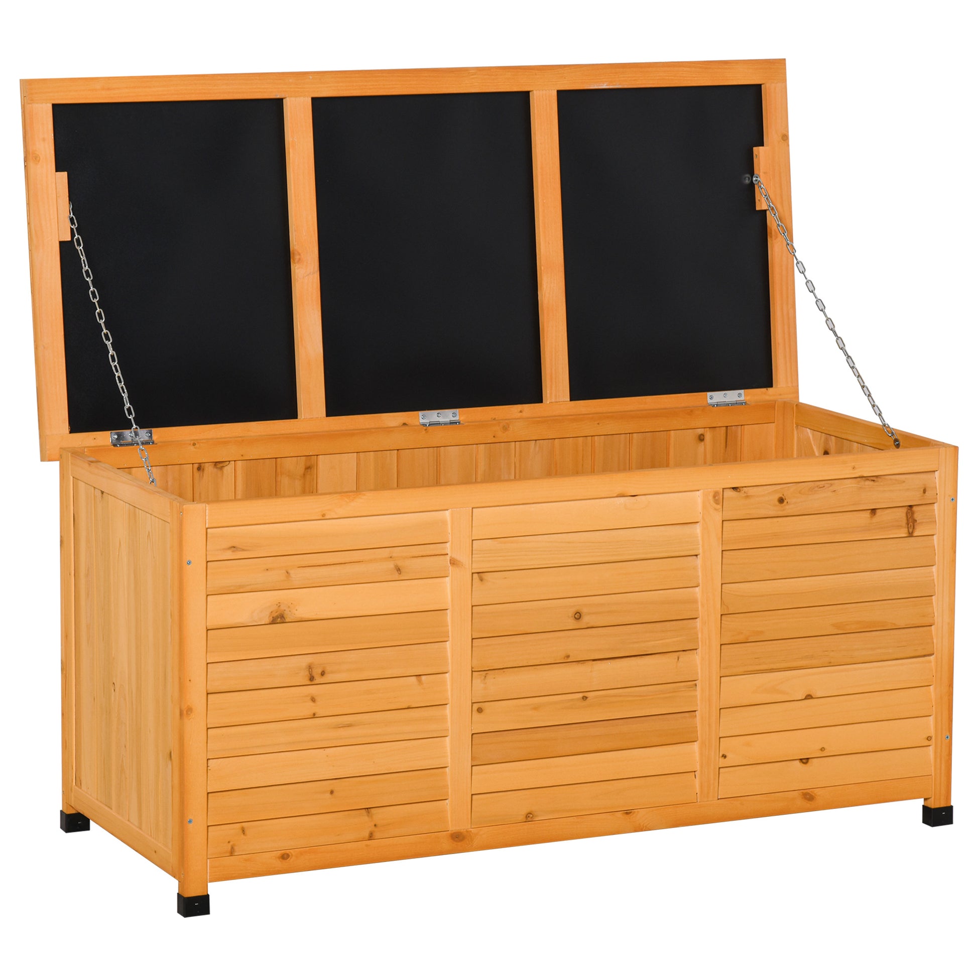 BAÚL DE MADERA EXTERIOR CON TAPA ABRIBLE Y DISEÑO PERSIANA image 9