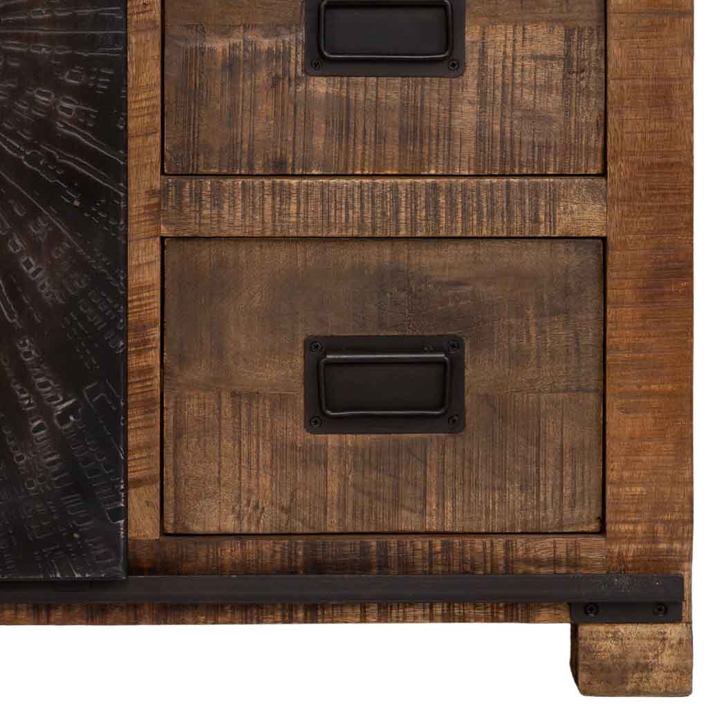 CÓMODA ÓXIDO ARTESANAL DE MADERA MACIZA CON PUERTA CORREDERA Y 3 CAJONES image 5