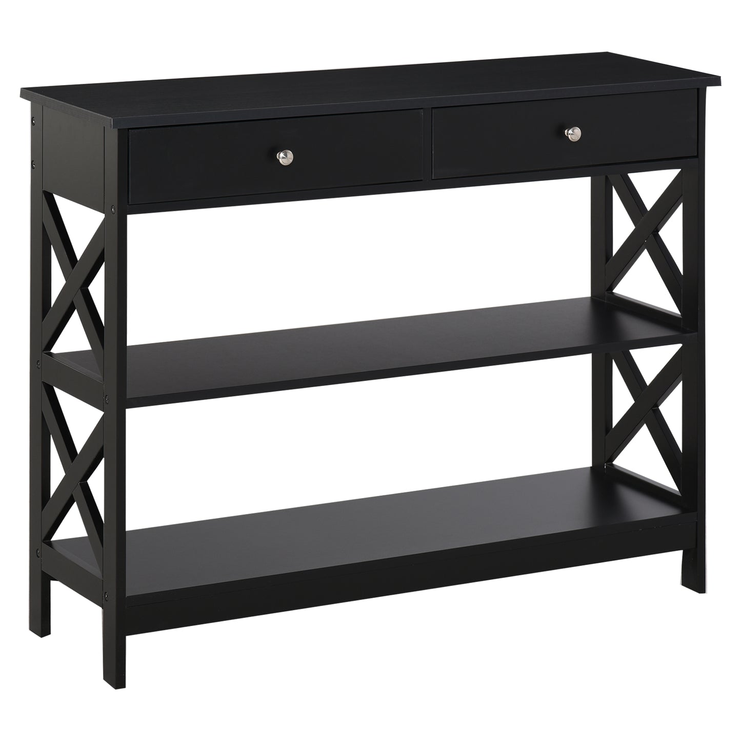 CONSOLA MODERNA NEGRA “BLACK X-LINE DOUBLE DRAWER” image 9