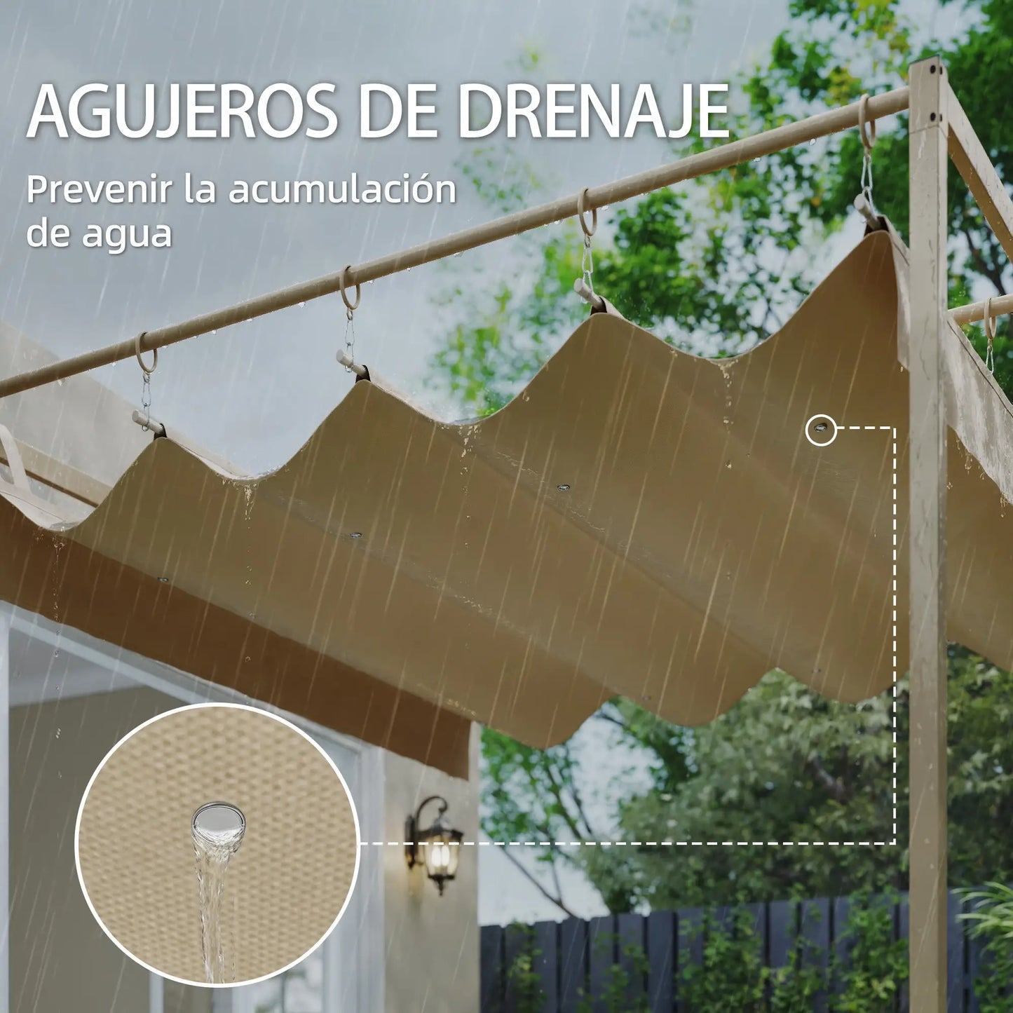 🌿 PÉRGOLA DE PARED “LUMINAIRE” 3x3m – TECHO RETRÁCTIL Y ESTILO ELEGANTE