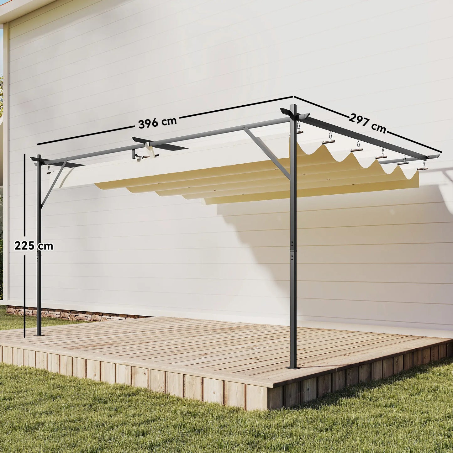 🌿 PÉRGOLA DE PARED “SOLARISSA” 4x3m – TECHO RETRÁCTIL Y PROTECCIÓN UV
