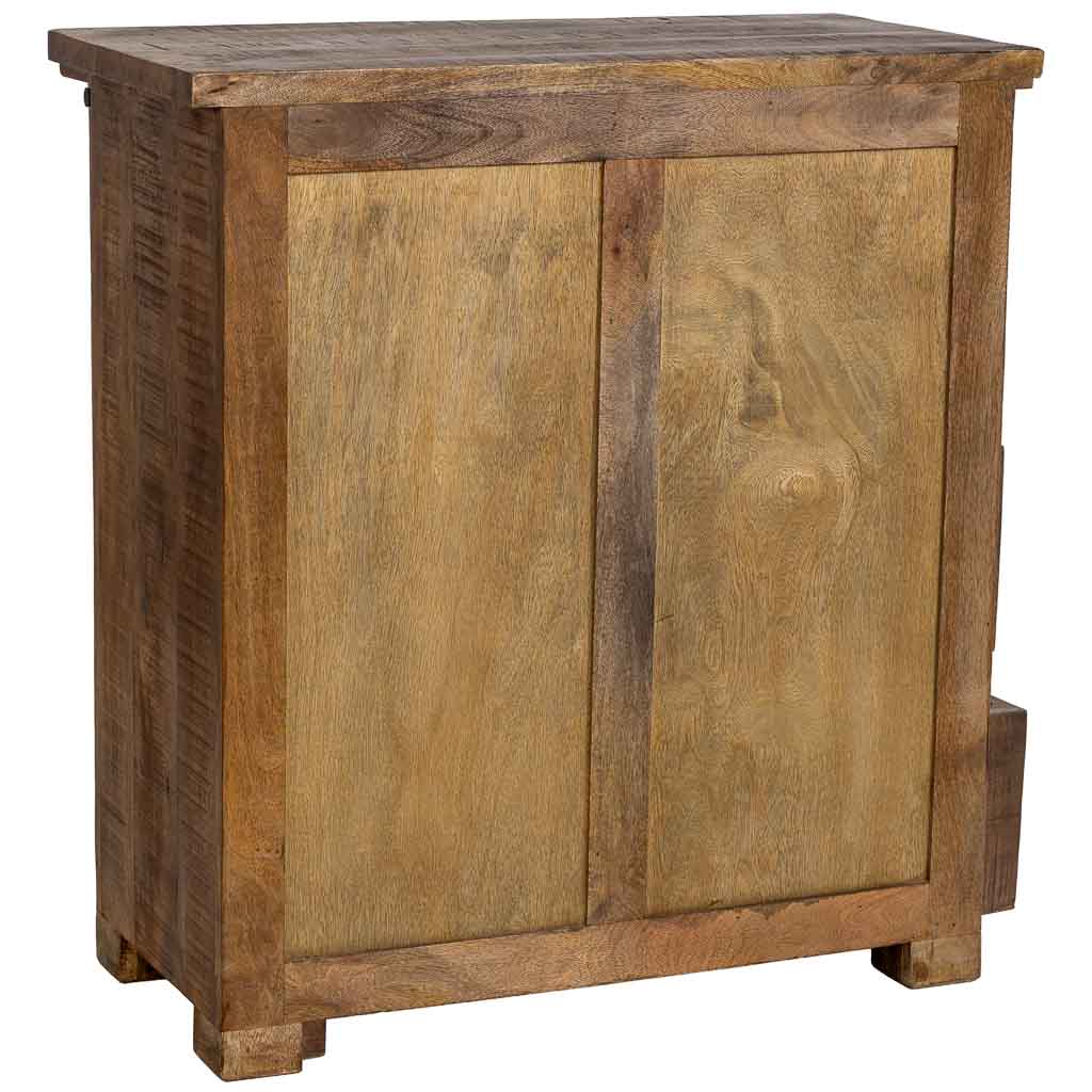 CÓMODA ÓXIDO ARTESANAL DE MADERA MACIZA CON PUERTA CORREDERA Y 3 CAJONES image 8