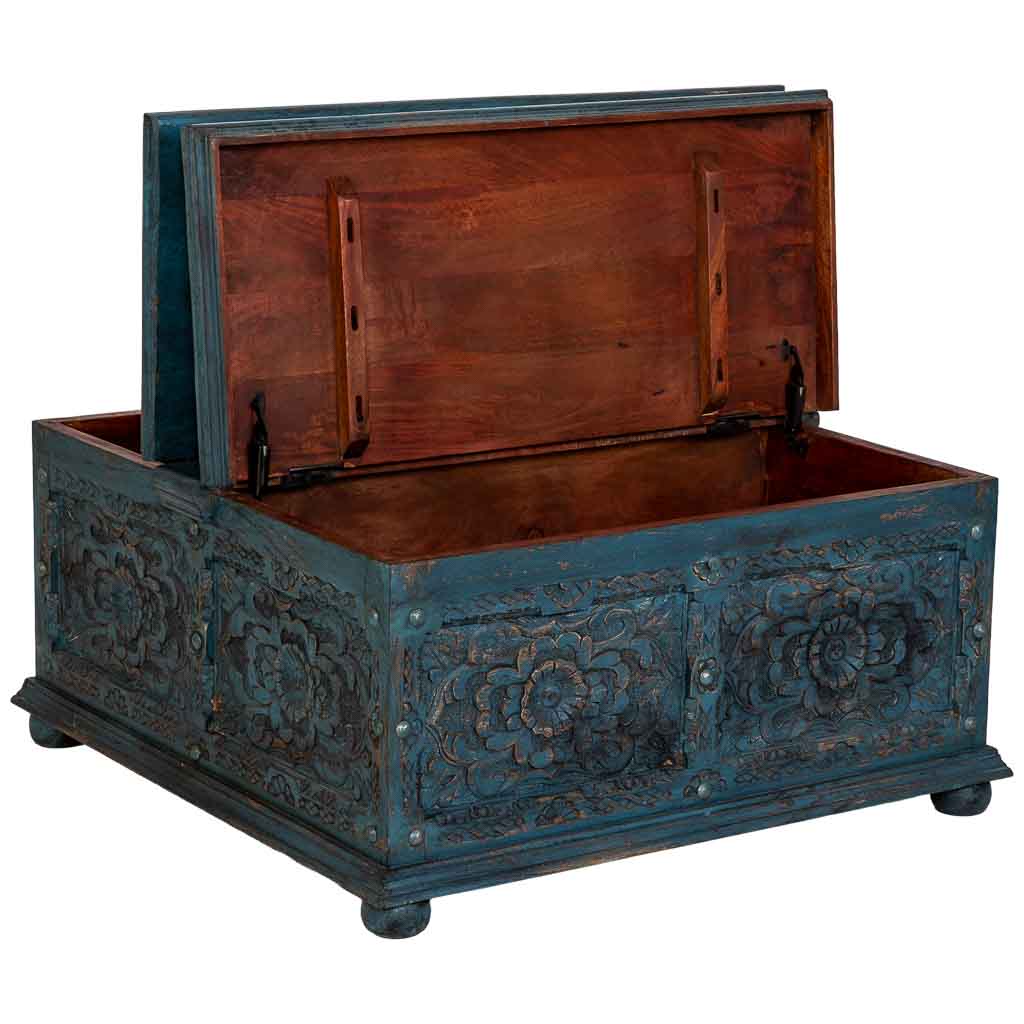 MESA DE CENTRO DALIAN ARTESANAL AZUL ENVEJECIDO image 1