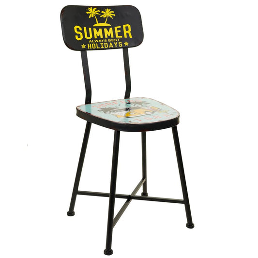 SILLA INDUSTRIAL DE METAL AZUL VINTAGE image 0
