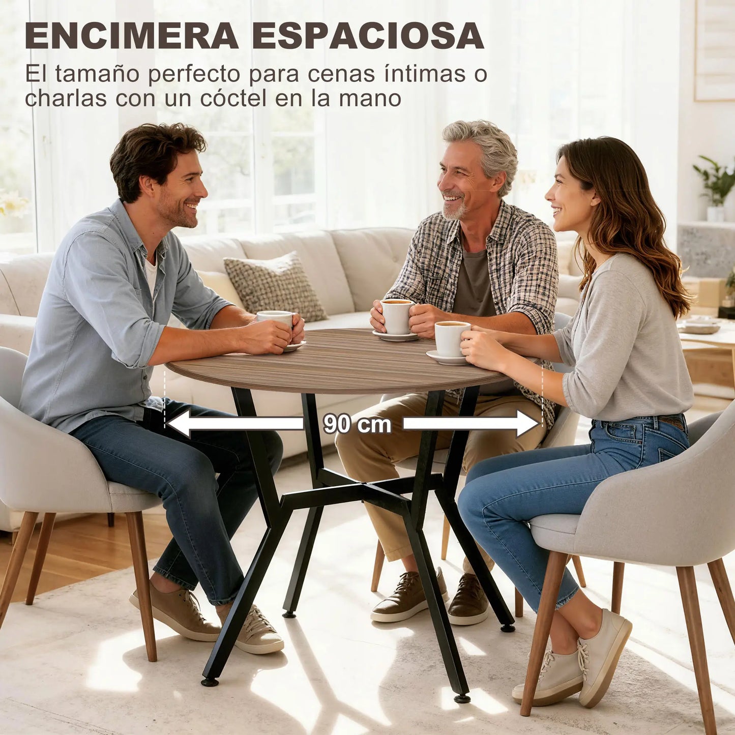 MESA DE COMEDOR REDONDA ESTILO INDUSTRIAL Ø90 CM image 3
