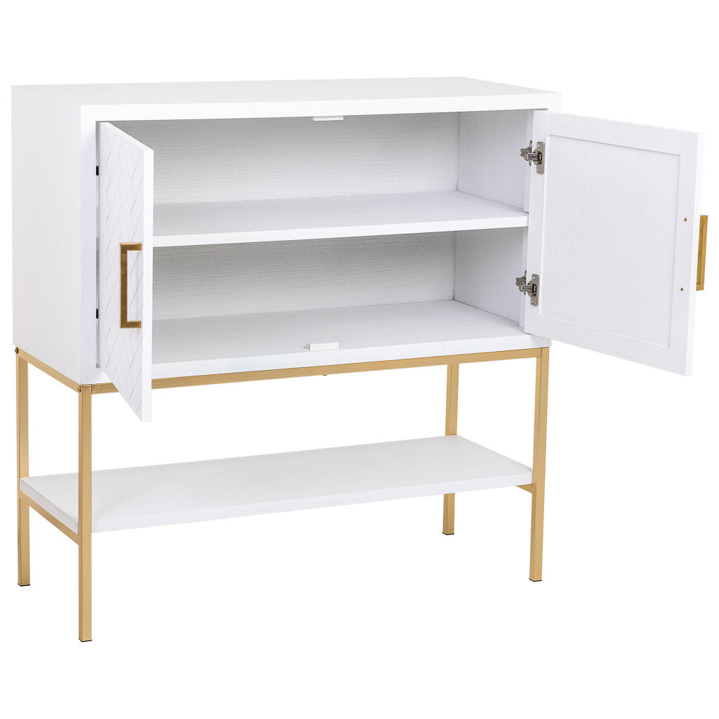 APARADOR MARTA DE MADERA Y METAL BLANCO 2 PUERTAS Y LEJA VISTA image 1