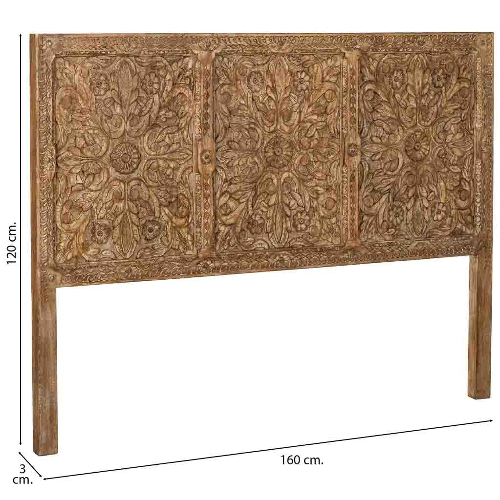 CABECERO DALIAN ARTESANAL MARRÓN DE MADERA MACIZA image 1
