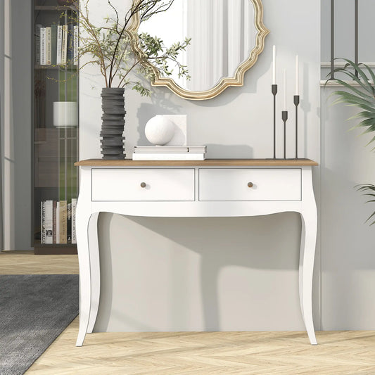 CONSOLA FRANCESA BLANCA “PARISIAN ELEGANCE DOUBLE DRAWER” image 0