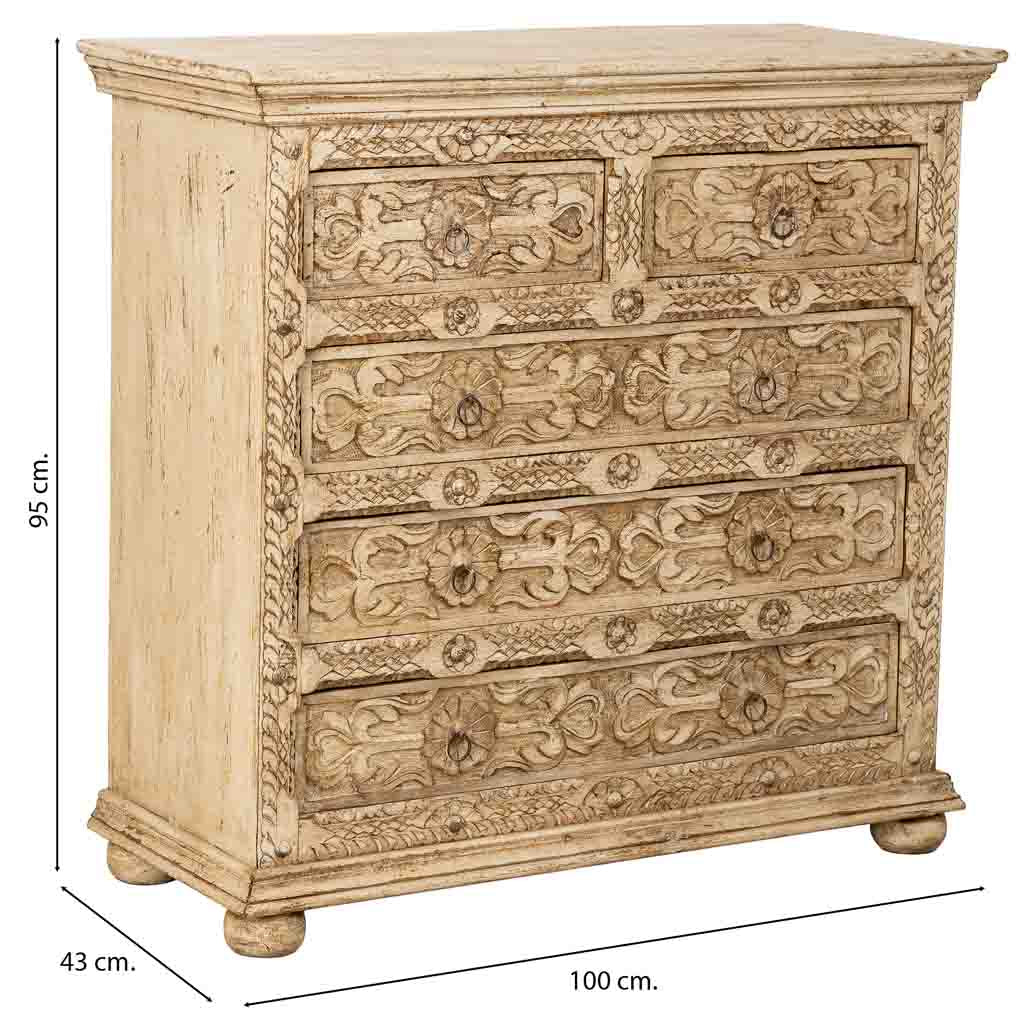 CÓMODA DALIAN WHITE VINTAGE 5 CAJONES image 4