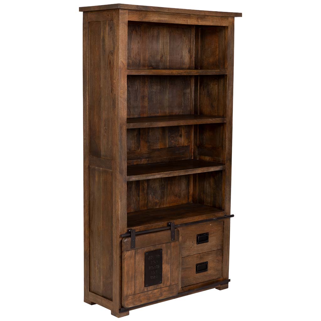 ESTANTE LIBRERÍA ÓXIDO ARTESANAL DE MADERA MACIZA image 0