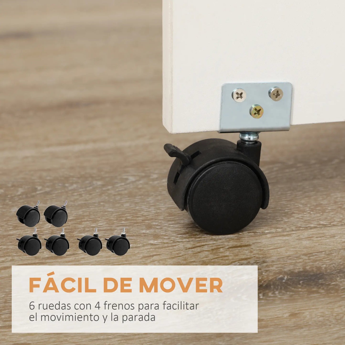 MESA DE COMEDOR PLEGABLE CON ALAS ABATIBLES, RUEDAS Y CAJONES – BLANCA image 5