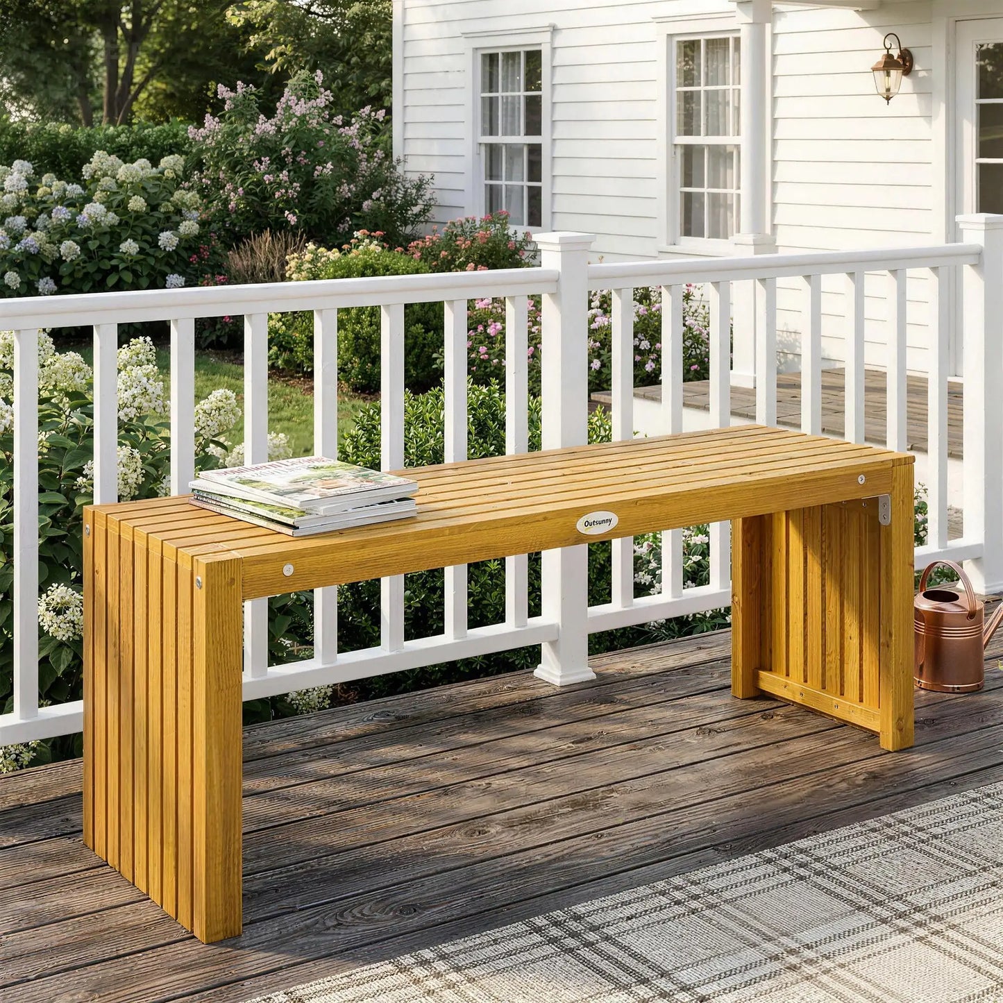🌿 Banco de Jardín Modelo Acacia Pure 2 Plazas Madera Natural Sin Respaldo