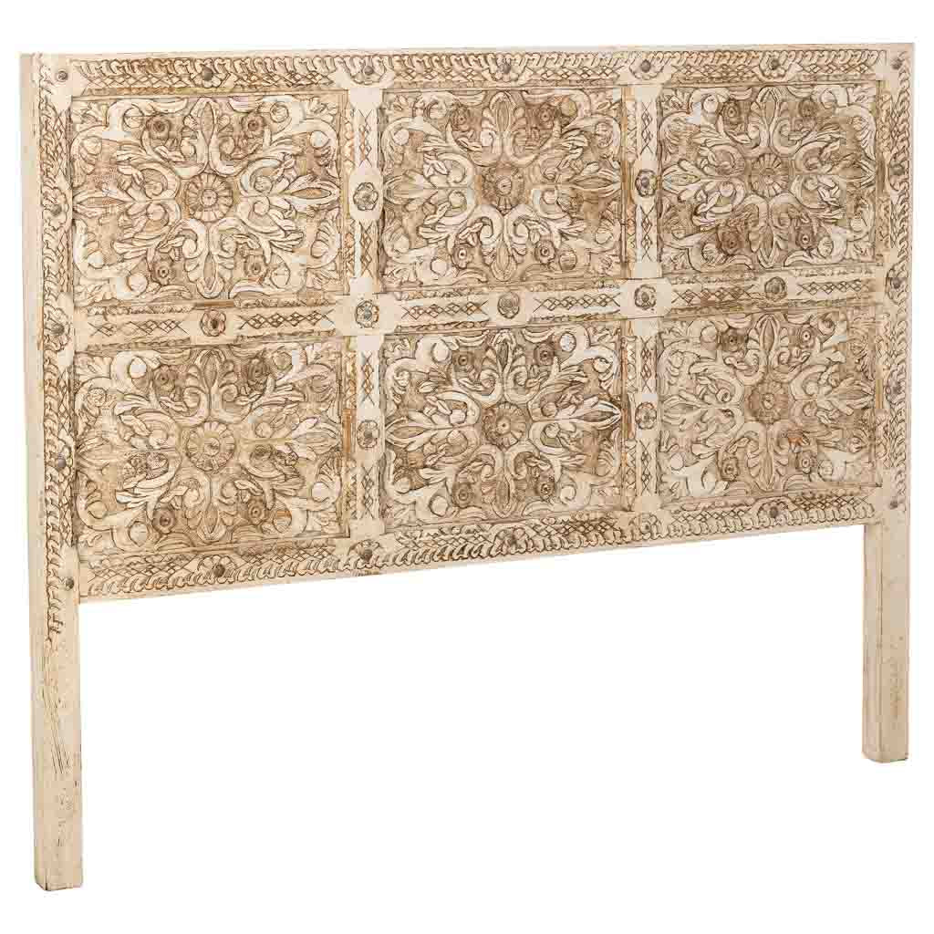 CABECERO DALIAN ARTESANAL BLANCO DE MADERA MACIZA image 0