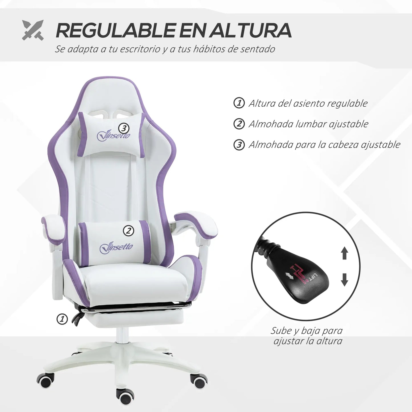 SILLA GAMER MODELO BLANCOVIOLET image 4