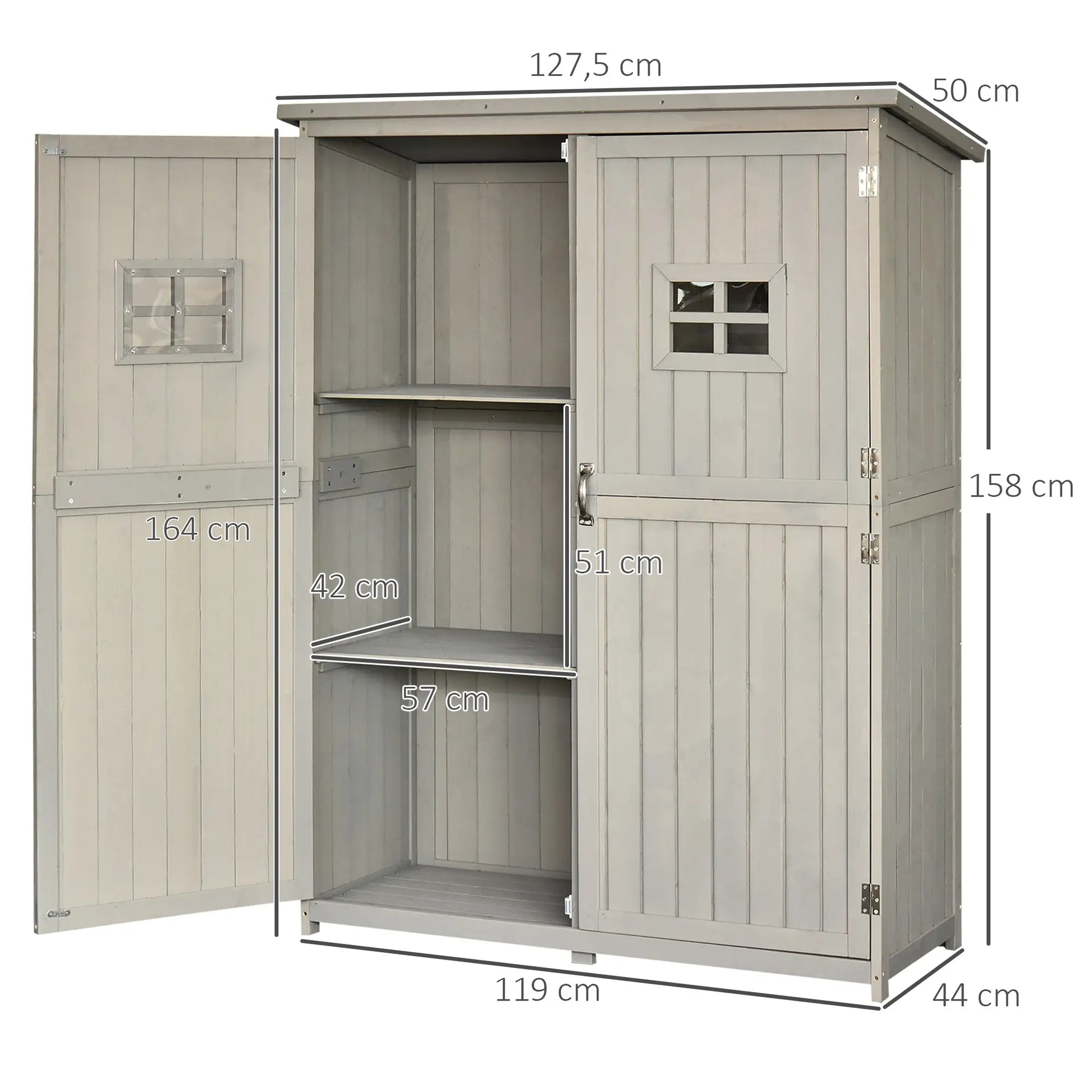 ARMARIO DE MADERA PARA EXTERIOR GRIS 127,5×50×164 CM image 7