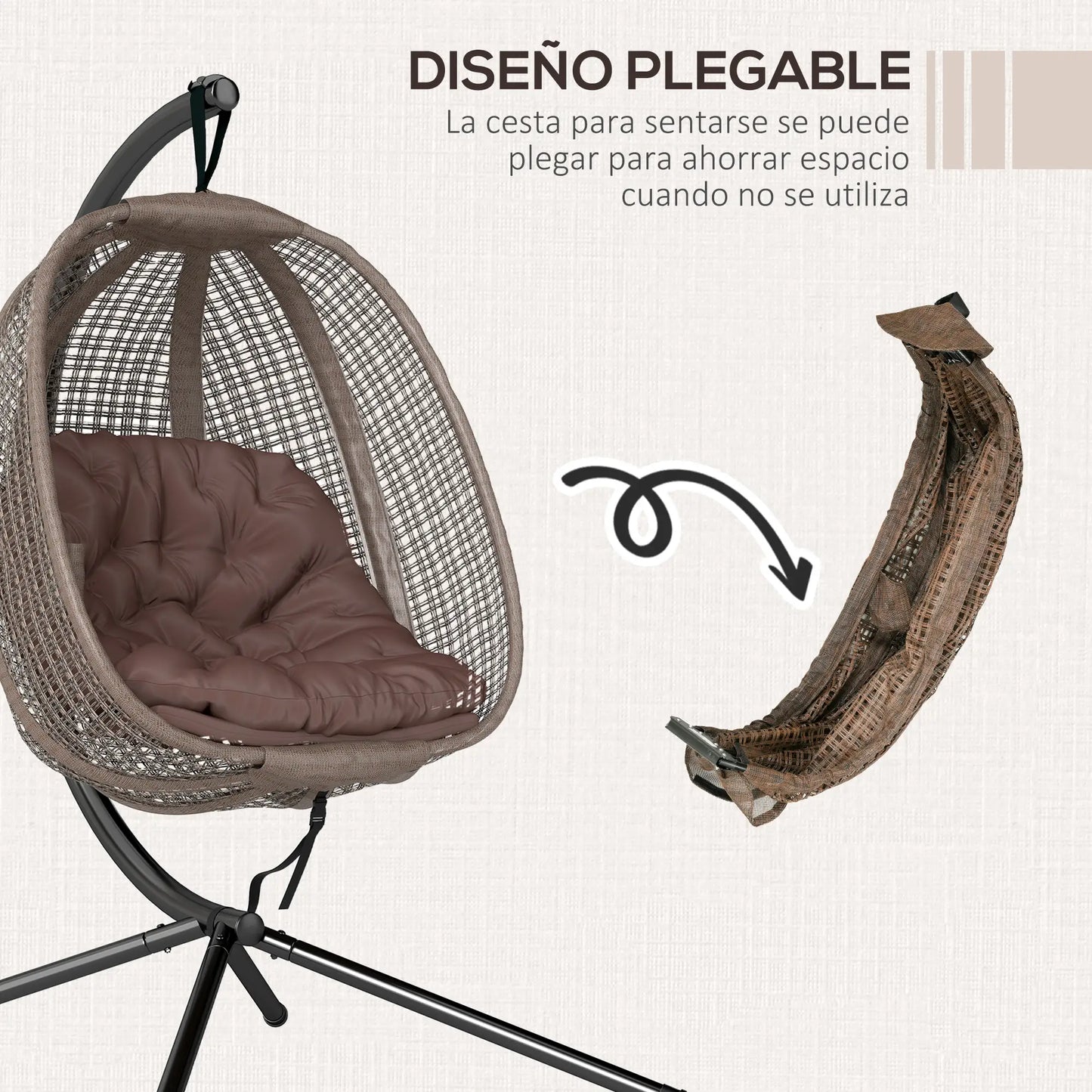 SILLÓN COLGANTE HUEVO RATÁN NIDO CAFÉ – MODELO ZENITH image 4