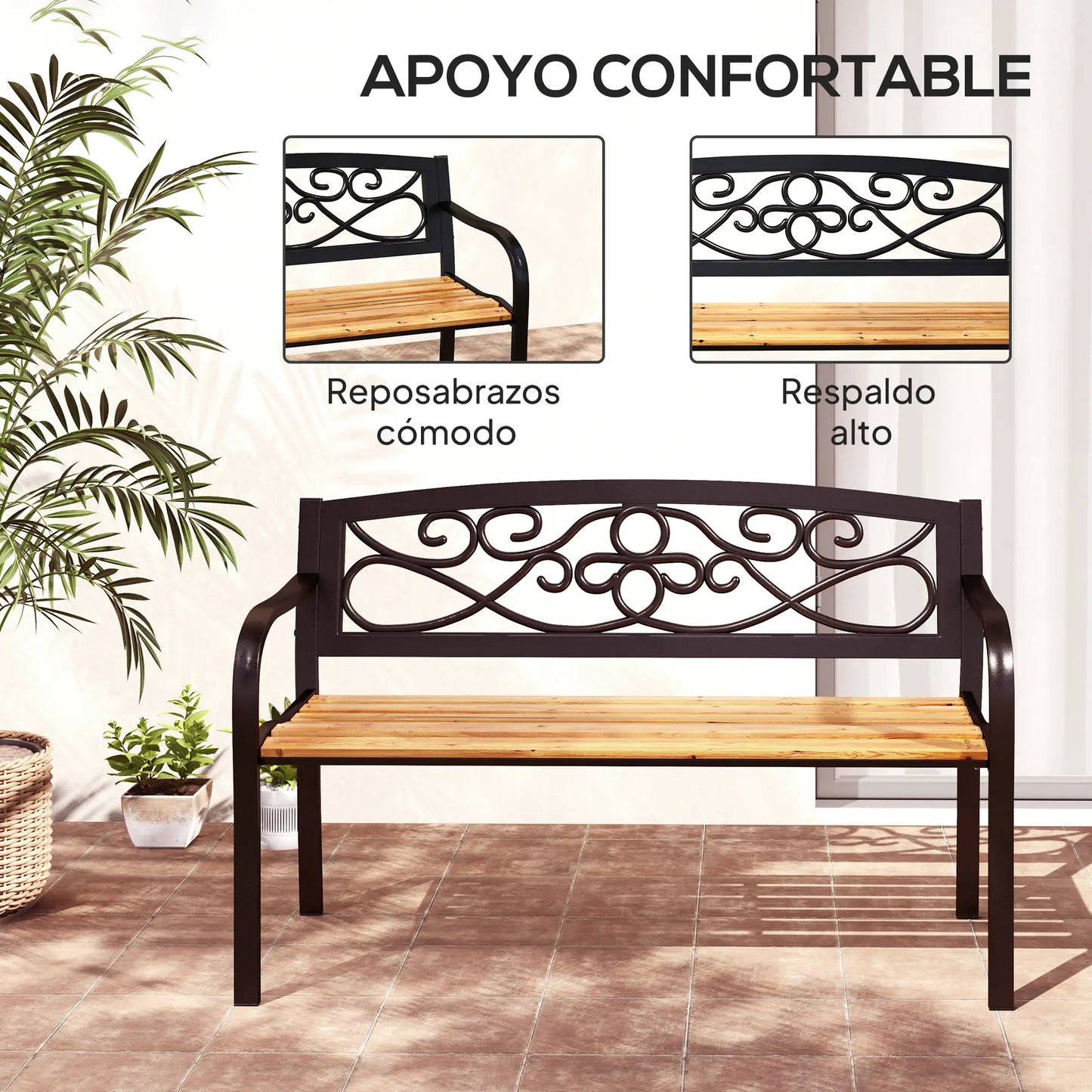 🌿 Banco de Jardín ELEGANCE FORGE 2 Plazas