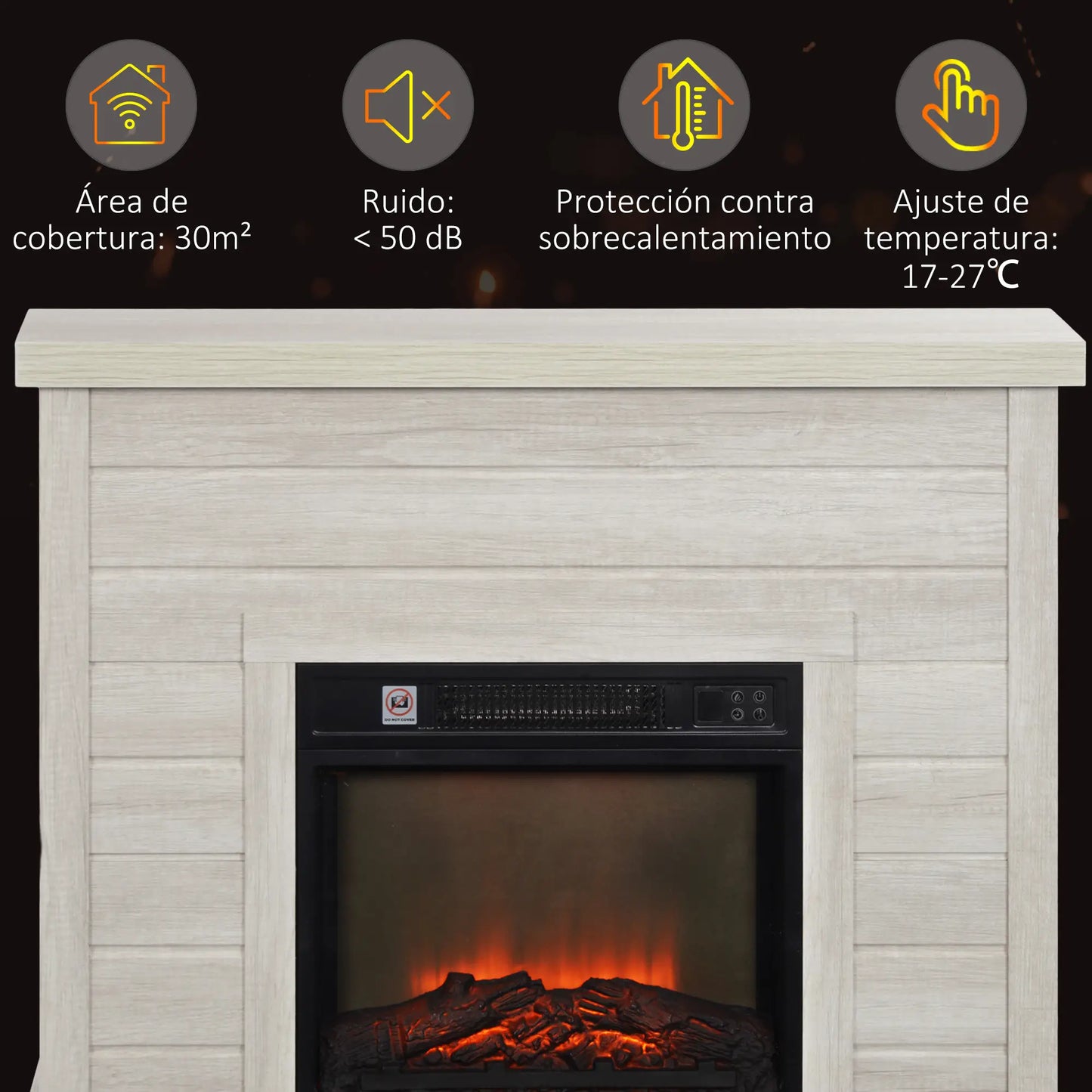CHIMENEA ELÉCTRICA WOODWARM 3D 1800W 96,5 CM MADERA CLARA image 2