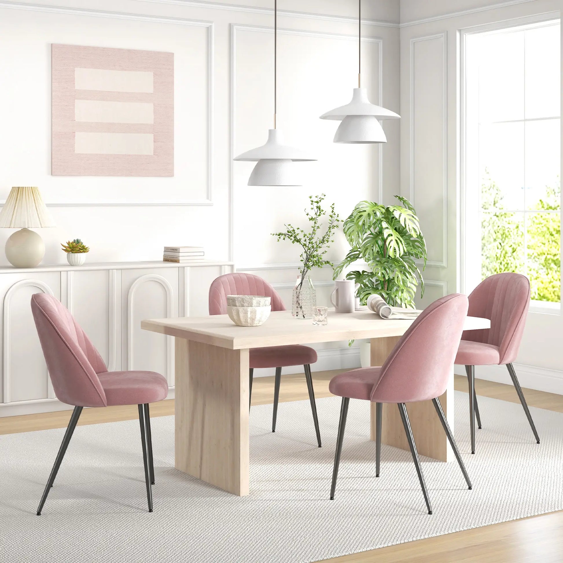 PACK DE 4 SILLAS DE COMEDOR MODERNAS EN TERCIOPELO ROSA PALO image 4