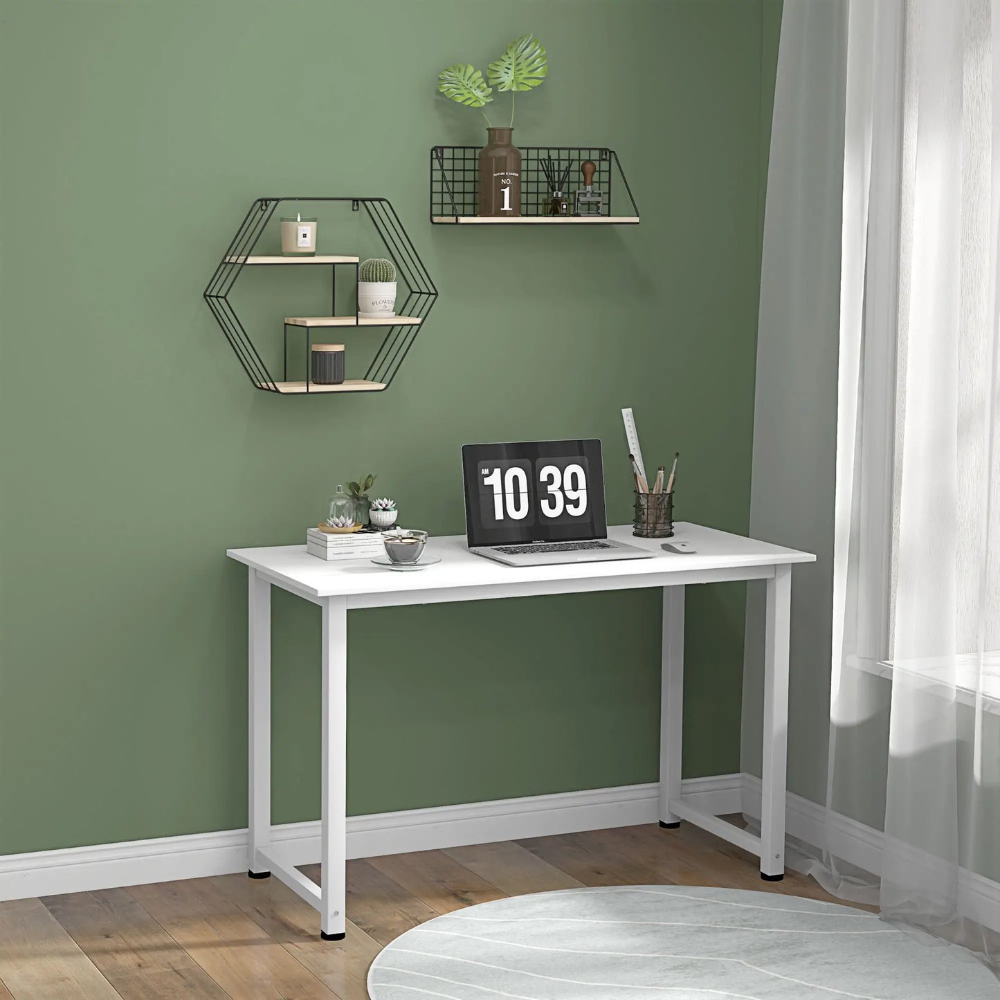 MESA DE ESCRITORIO MODERNA NORDIC STEEL 120x60 CM BLANCO image 8