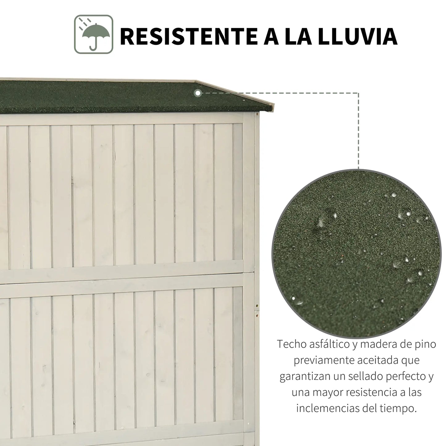 ARMARIO DE MADERA PARA EXTERIOR GRIS 127,5×50×164 CM image 6
