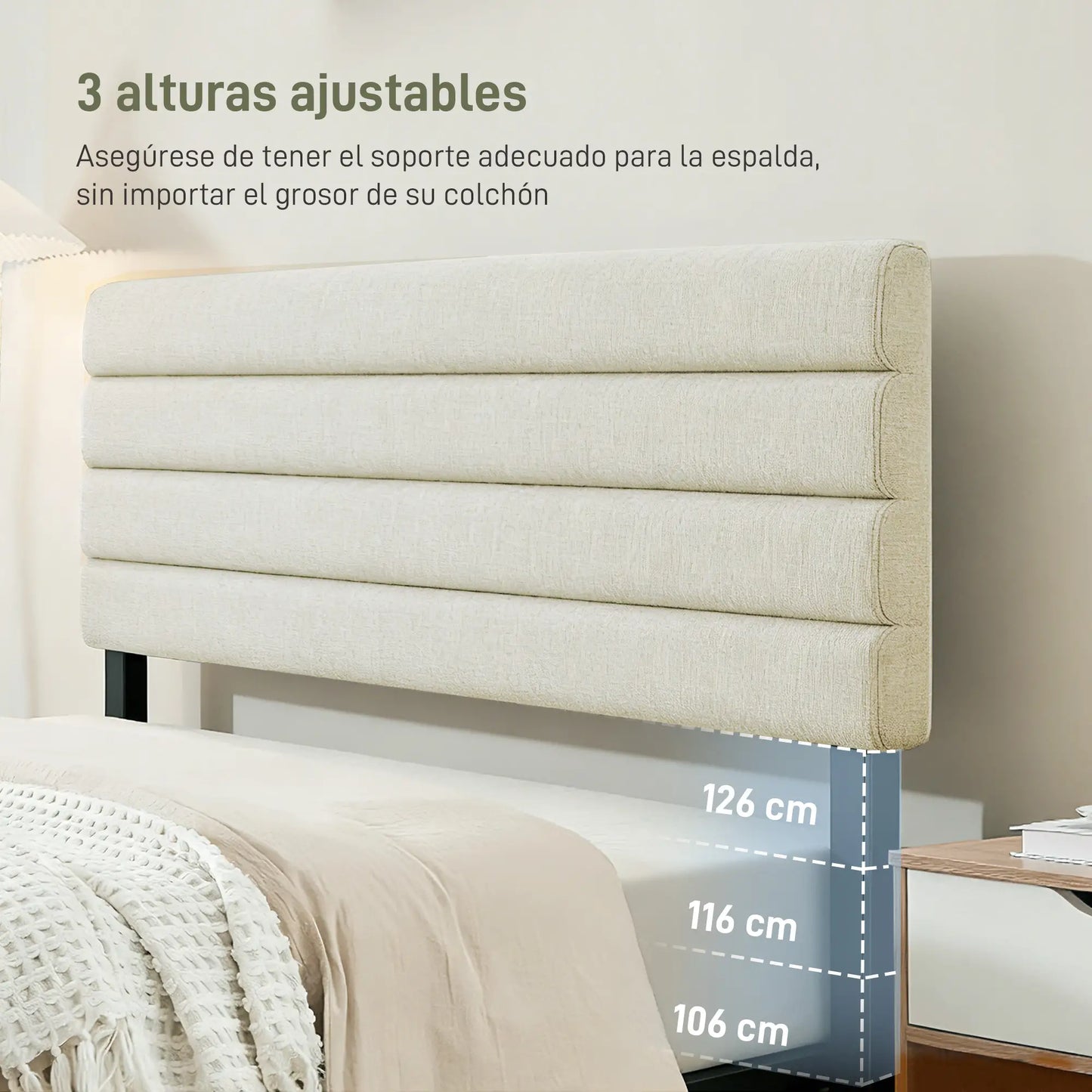 CABECERO DE CAMA LINO BEIGE AJUSTABLE 140 CM image 7