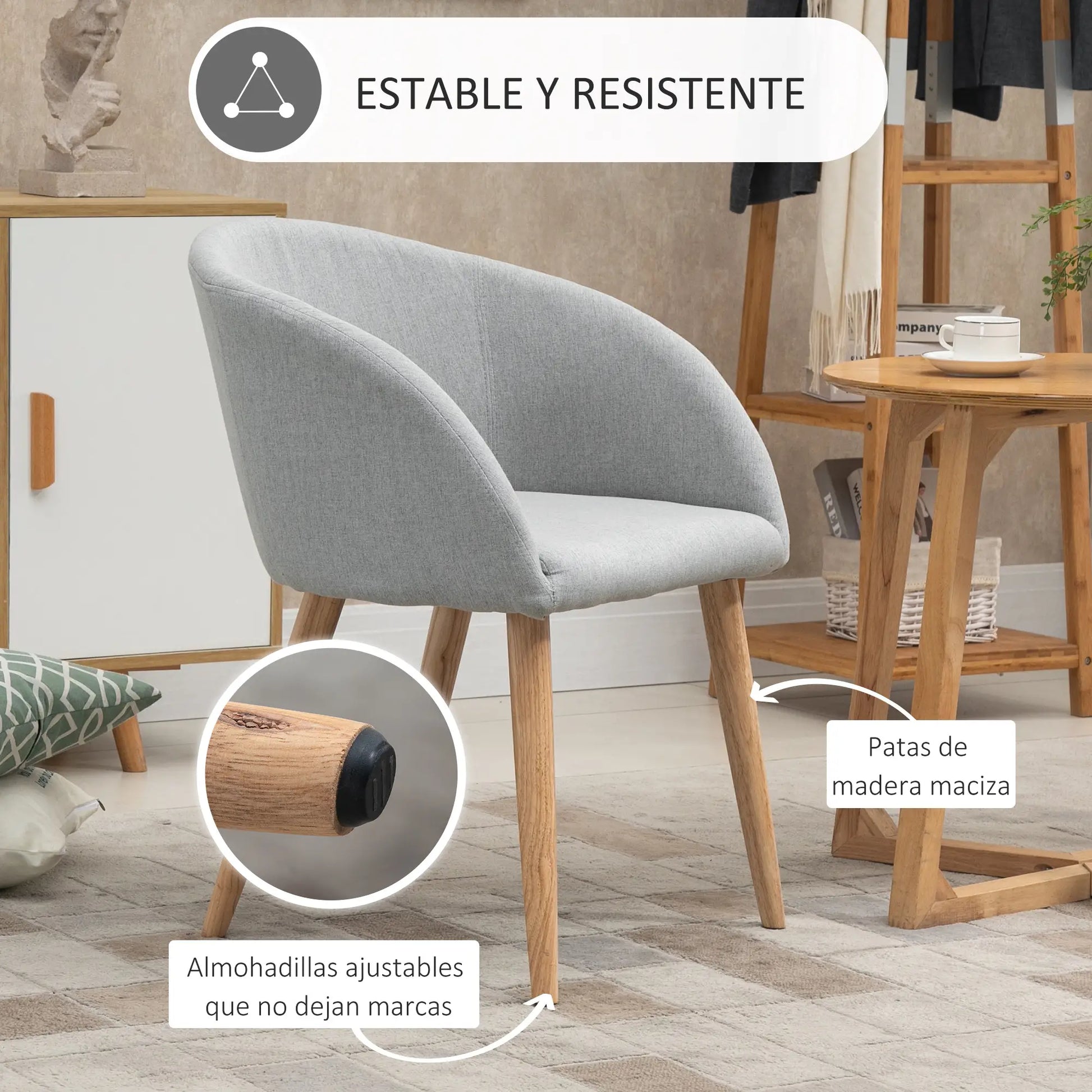 SILLA DE COMEDOR TAPIZADA EN LINO SINTÉTICO – GRIS image 6