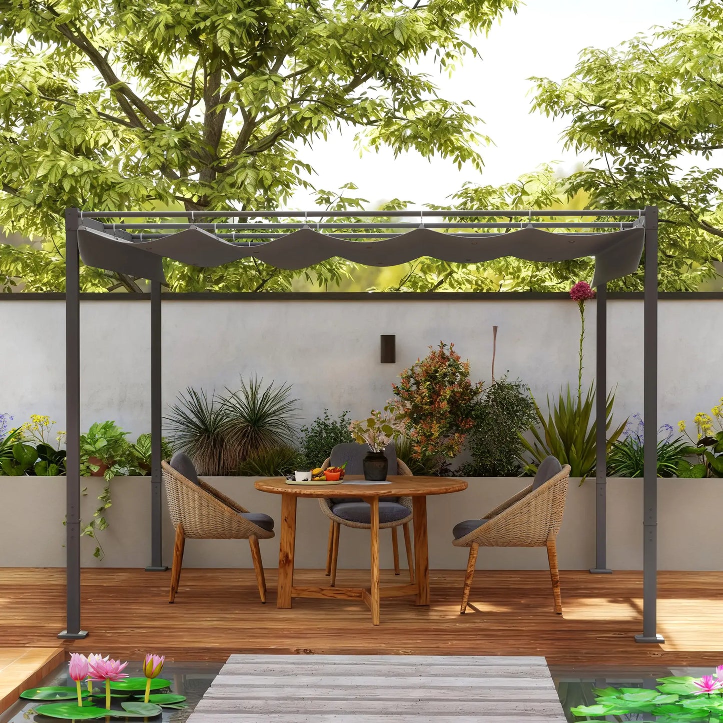 PÉRGOLA DE JARDÍN SOMBRAFIX 3X3 CON TECHO RETRÁCTIL Y CIERRE MAGNÉTICO image 8