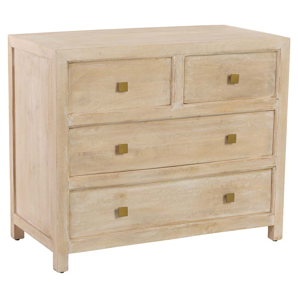 CÓMODA ALMA DE MADERA BLANCA 4 CAJONES image 0