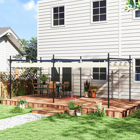 PÉRGOLA DE JARDÍN LUMINA SOL 6X3 CON TECHO RETRÁCTIL CREMA image 0