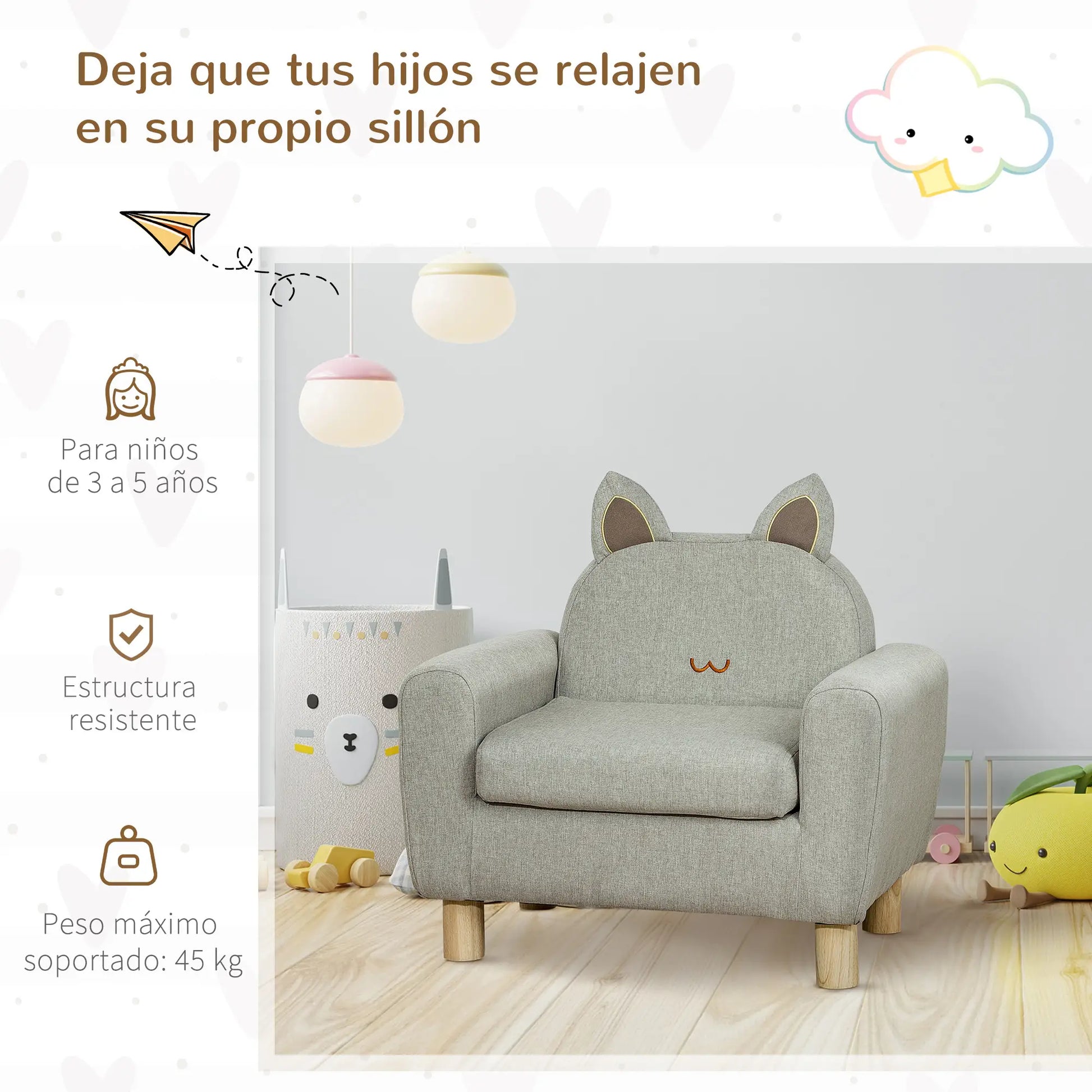 SILLÓN INFANTIL FELINO CAT MARRÓN image 1