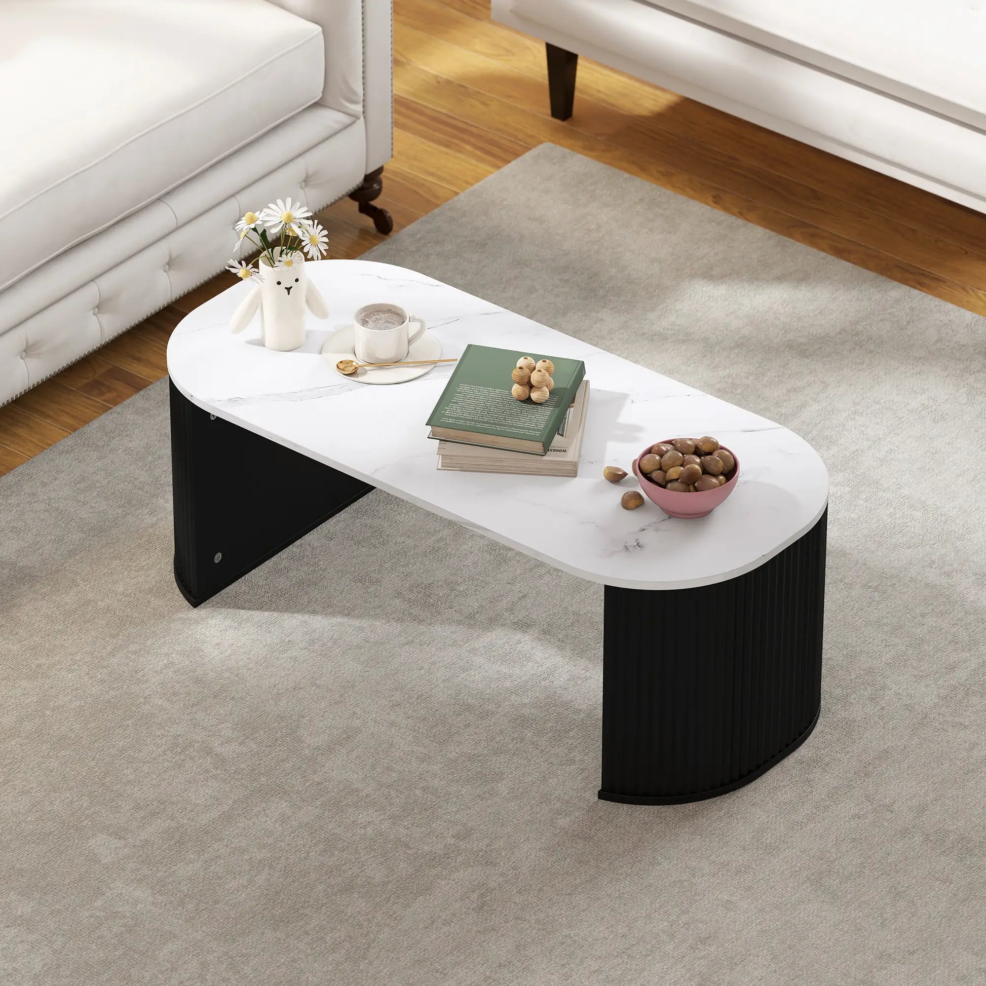 Mesa Ovalada Mármol Blanco image 1